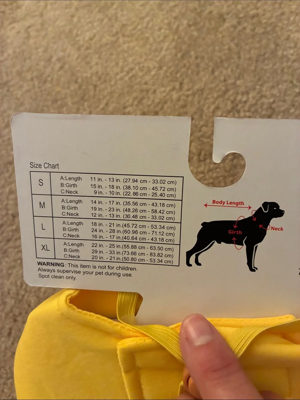 Yellow Mustard Pet Costume - Size Small